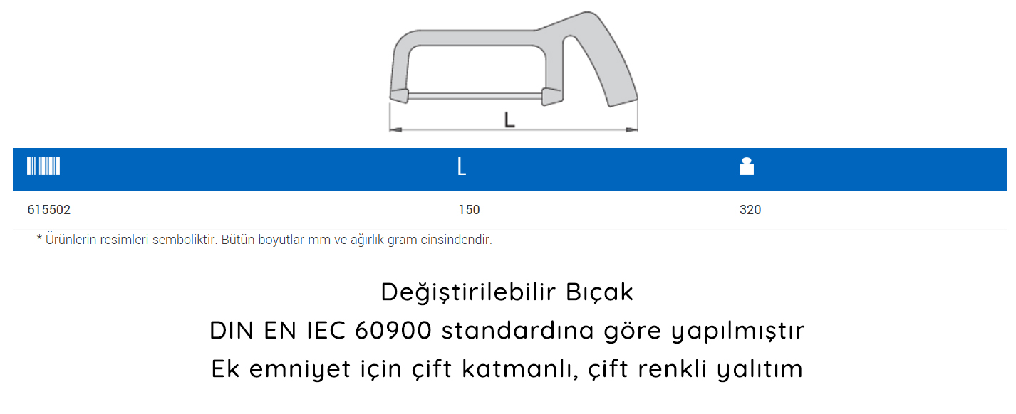 İzoleli Testere Ölçüleri
